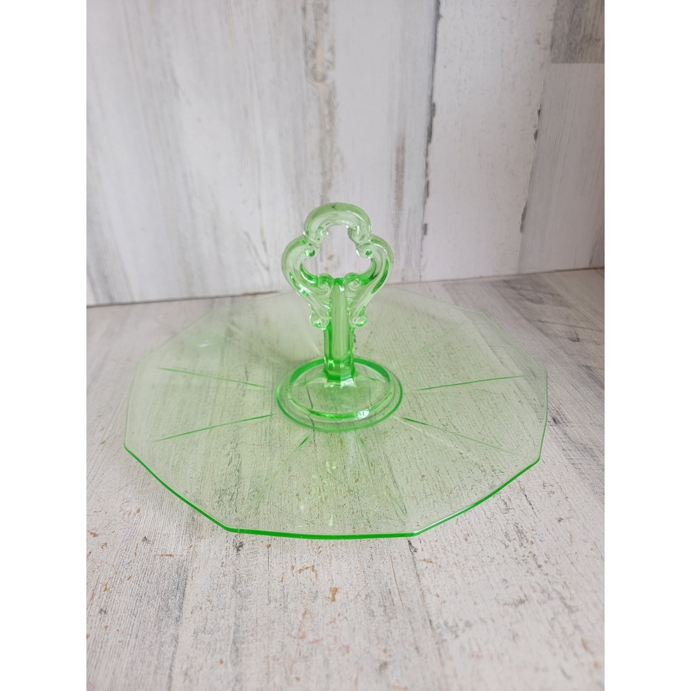Vintage uranium green glass serving tray unique kitchen home decor